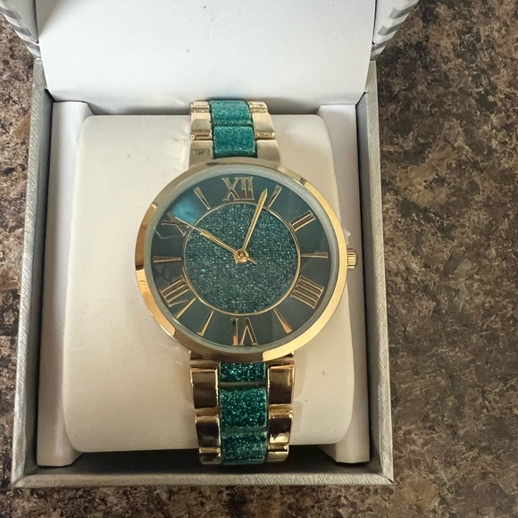 INC Blue Glitter and Brown Watch (Unisex) - Picture 1 of 10